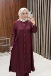 Lamia Uzun Takım - Bordo Bordo