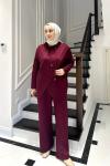 Lazer Kesim Oysho Takım - Bordo  Bordo