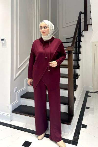 Lazer Kesim Oysho Takım - Bordo  Bordo