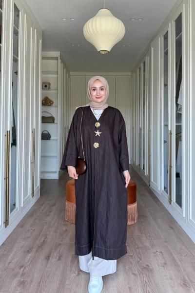 Liva Kot Kimono-Kahverengi Kahverengi