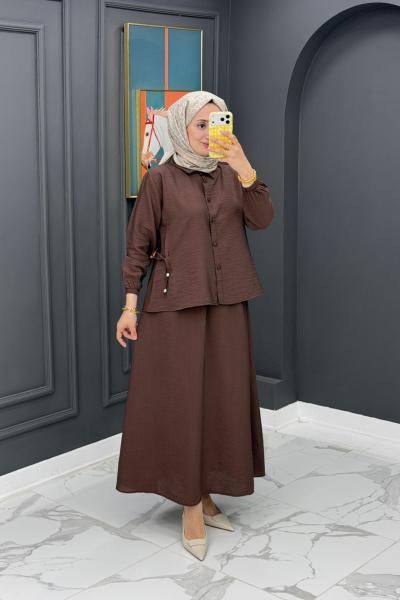 Maya Etekli Takım-Kahverengi Kahverengi