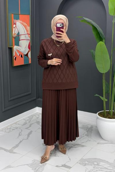 Melda Etekli Takım - Kahve  Kahverengi