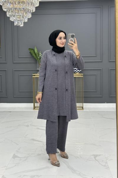 Melis üçlü takım - gri Gri