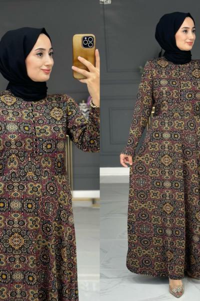 menal Kışlık yakası düğmeli elbise - siyah Siyah