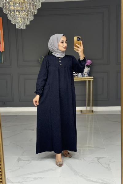 Menşure cepli elbise - laci Lacivert