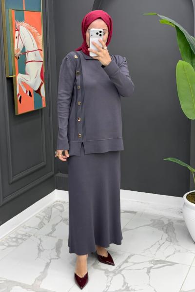 Merserize Triko Takım - Gri Gri