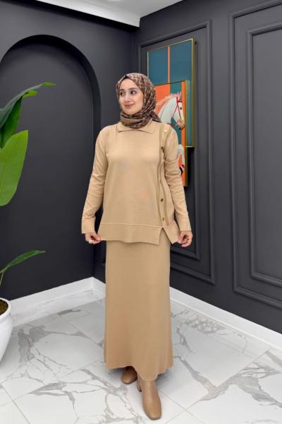 Merserize Triko Takım - Vizon  Vizon