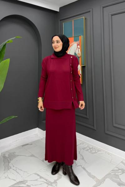 Merserize Triko Takım - Bordo Bordo