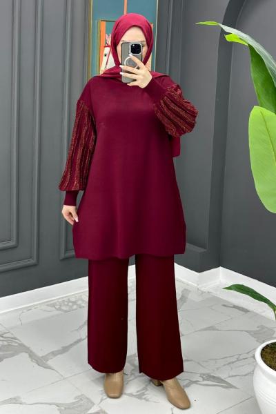 Merve Triko Takım - Bordo Bordo