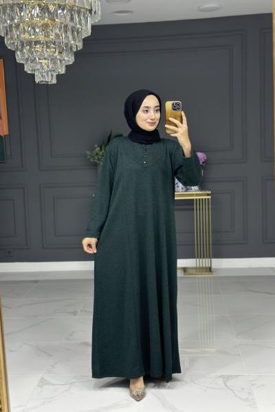 Merve uzun tesettur elbise - zümrüt Zümrüt