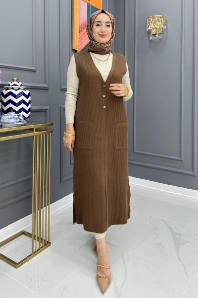Merve Yelek - Kahve Kahverengi