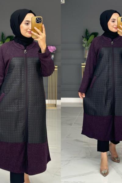 Mesa Fermuarlı Tesettür Kap - Mürdüm Mürdüm