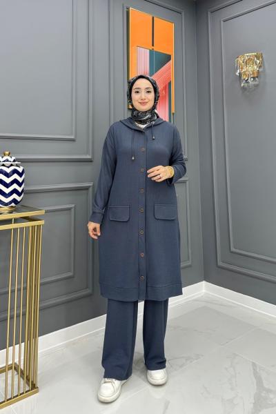 Mevkibe Tesettür Takım- Gri Gri