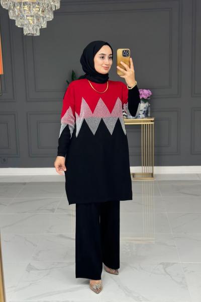 Mihriban Triko Takım - Kırmızı Kırmızı