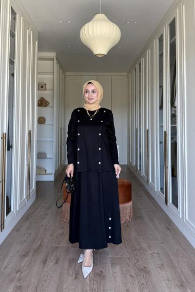MİLA ETEKLİ TAKIM  Siyah