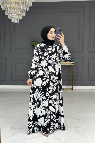 Miray tesettur elbise - siyah Siyah