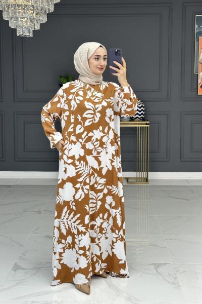 Miray tesettur elbise - camel Camel