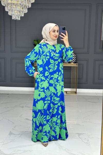 Miray tesettur elbise - yeşil Yeşil