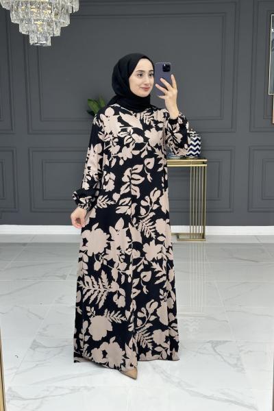 Miray tesettur elbise - vizon Vizon