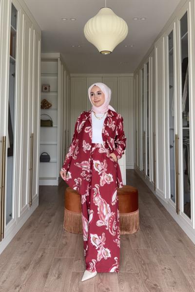 Molen Desenli Takım. - Bordo Bordo
