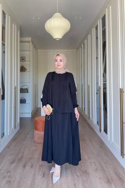 Müjde Etekli Takım-Siyah Siyah