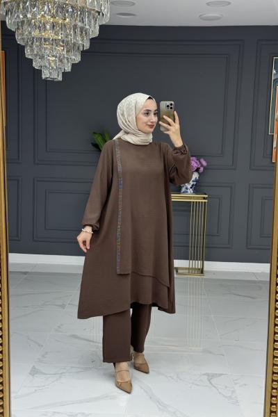 mürver tesettür takım -  kahve Kahverengi