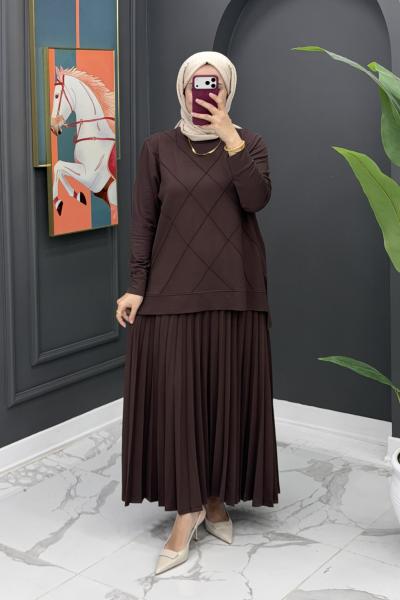 Necla Etekli Takım - Kahve Kahverengi