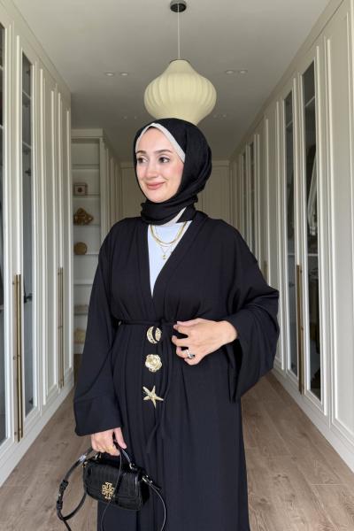 NEFİSE UZUN BROŞLU TAKIM - SİYAH  Siyah