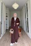 NEFİSE UZUN BROŞLU TAKIM -  KAHVE  Kahverengi
