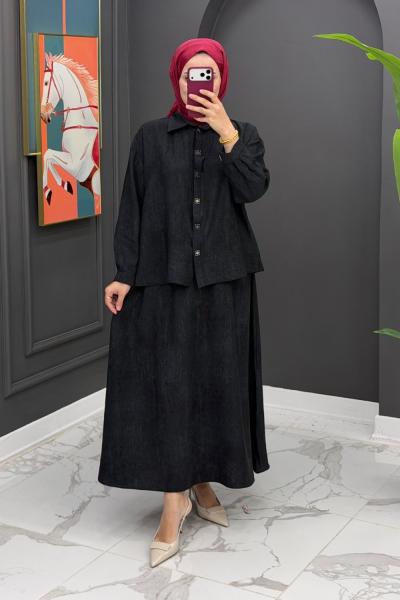 Nehir Etekli Takım - Siyah Siyah