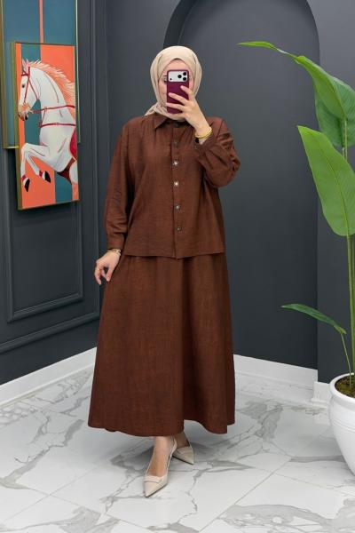 Nehir Etekli Takım- kahverengi  Kahverengi