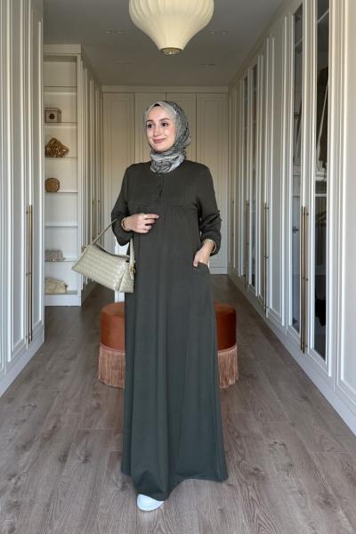 Niloş Oyhso Elbise - Haki Haki
