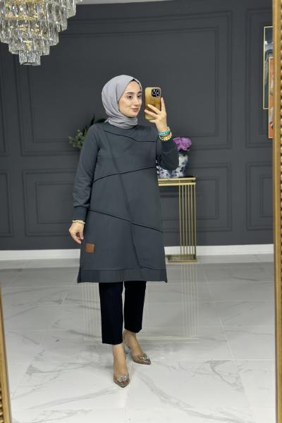 nimet spor büyük beden tunik -  gri Gri