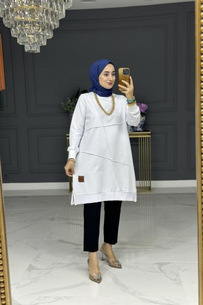 nimet spor büyük beden tunik -  ekru Ekru