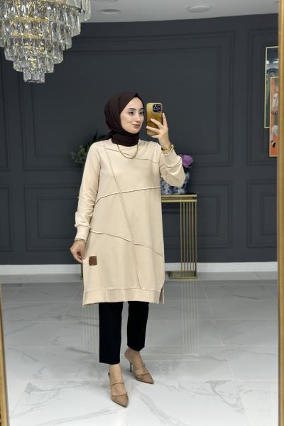 nimet spor büyük beden tunik -  vizon Vizon