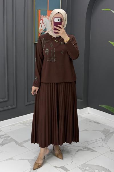 Nurcan Etekli Takım - Kahve Kahverengi