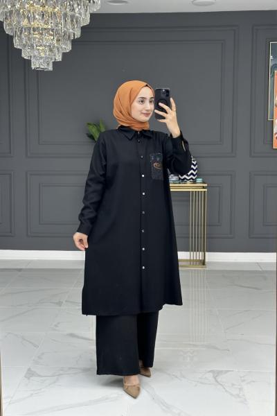 nurcan tesettur takım - siyah  Siyah