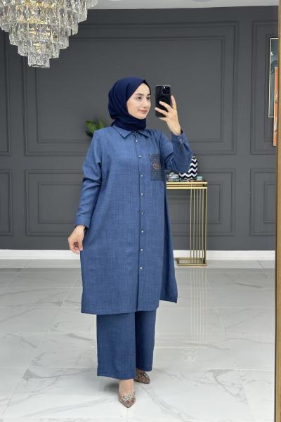 nurcan tesettur takım - lacivert Lacivert