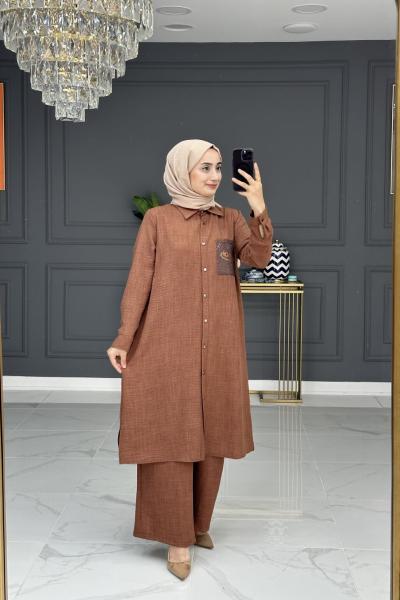 nurcan tesettur takım - taba Taba