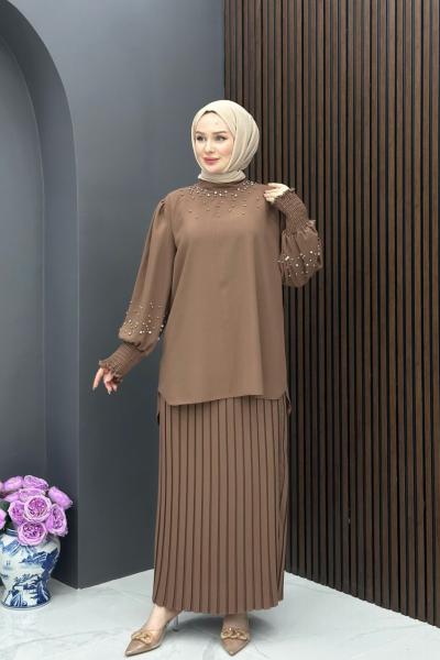 Ömür Etekli Takım - Kahve  Kahverengi