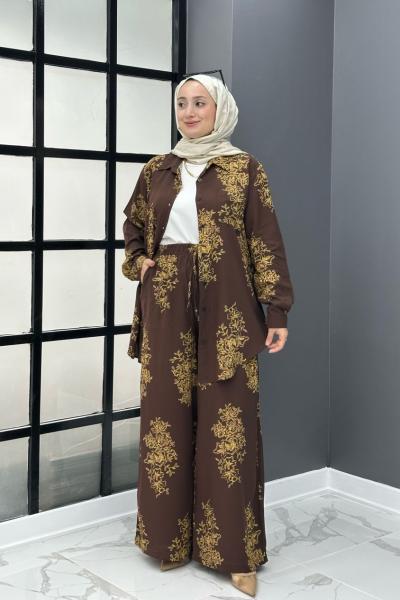 Osmanlı Desen Takım - Kahve  Kahverengi