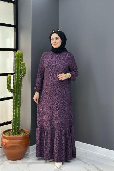 Oylum Elbise - Mor Koyu Mor