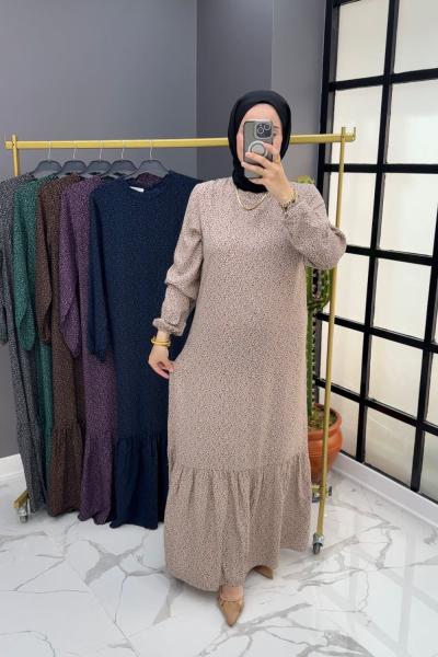 Oylum Elbise - Bej Bej