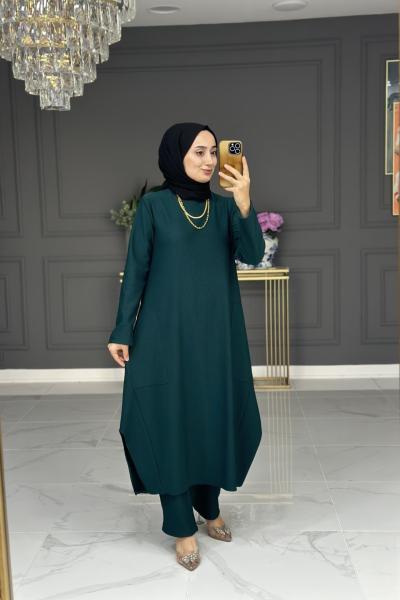 özlem örme uzun takım - zümrüt Zümrüt