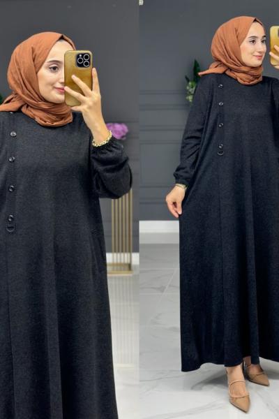 Piraye Elbise Büyük Beden - Siyah Siyah