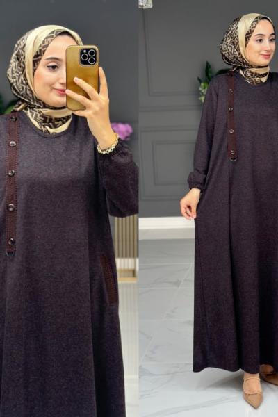 Piraye Elbise Büyük Beden - Kahve Kahverengi