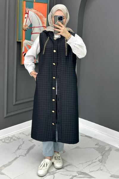 Premium Uzun Yelek - Siyah  Siyah