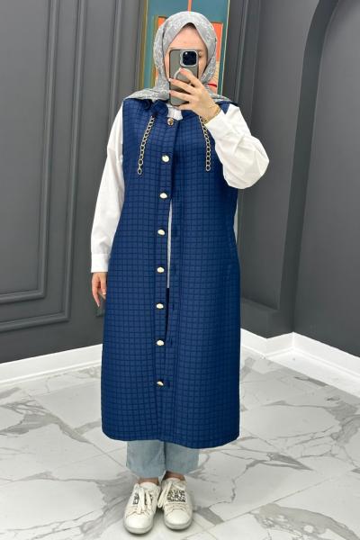 Premium Uzun Yelek - Lacivert  Lacivert