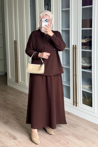 Rukiye Etekli Takım - Kahve  Kahverengi