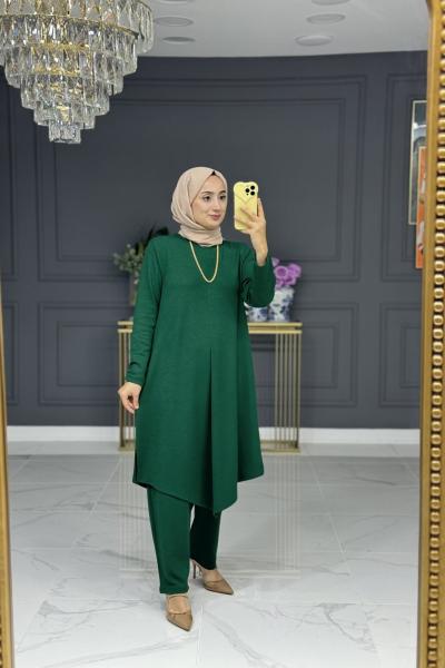 Sabire uzun tesettur takım - yeşil Yeşil